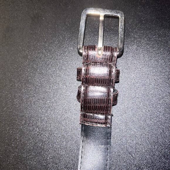 Brown Textured Faux Leather Gold-Tone Hardware Adjustable Belt Women's 37" - Picture 7 of 9